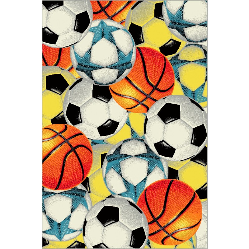 Covor pentru Copii Dreptunghiular, 80 x 150 cm, Multicolor, Kolibri Model Mingi 11341