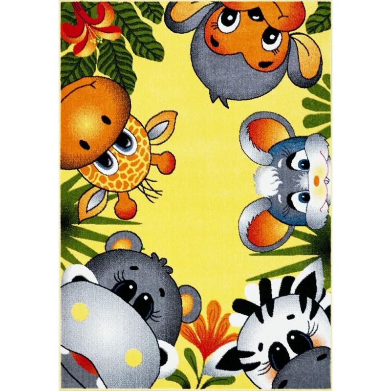 Covor pentru Copii, Kolibri Animalute 11058, Galben, 160x230 cm, 2200 gr/mp