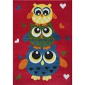 Covor pentru Copii Rosu, Model Bufnite, 80 cm x 150 cm, Kolibri 11207-120
