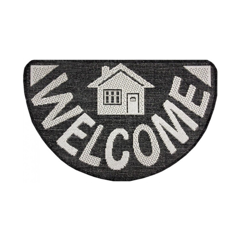 Covor pentru Usa de Intrare, Gri / Negru, 50 x 80 cm, Antiderapant, Model Flex Welcome