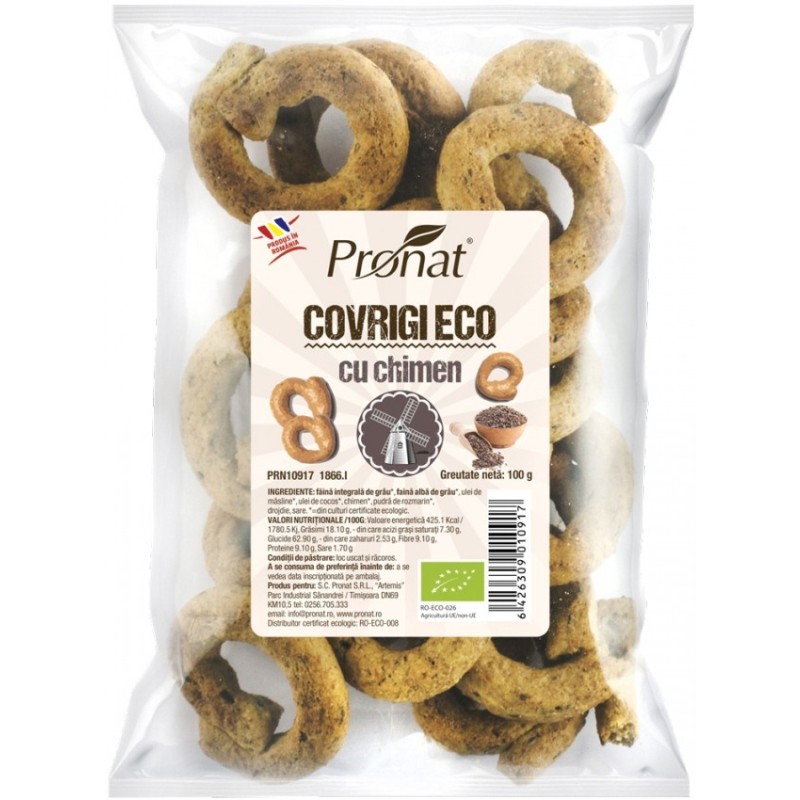 Covrigi BIO cu Chimen, 100 g, Pronat