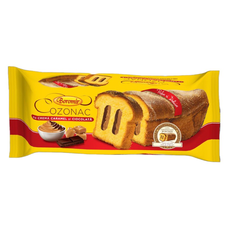 Cozonac cu Caramel si Ciocolata cu Rom Boromir, 450 g