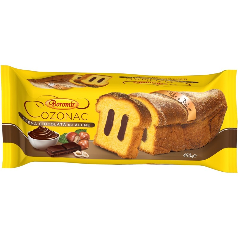 Cozonac cu Crema de Ciocolata cu Alune Boromir, 450 g