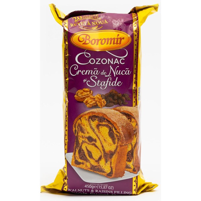 Cozonac cu Crema de Nuca si Stafide Boromir, 450 g