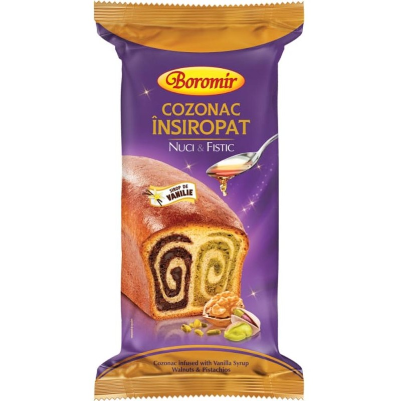 Cozonac Insiropat cu Nuca si Fistic Boromir, 550