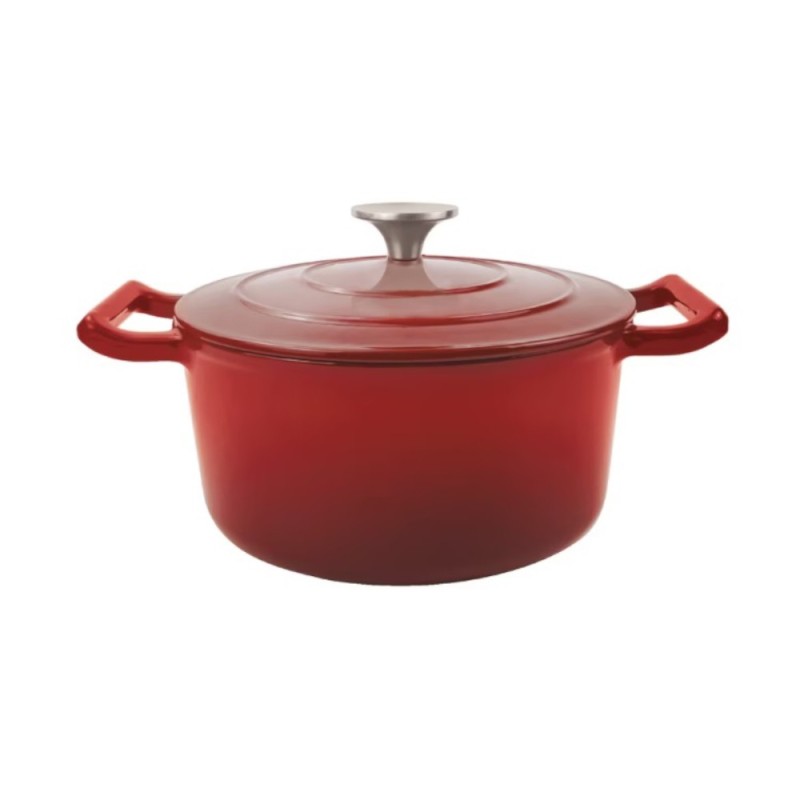 Cratita cu Capac, Rosie, din Fonta Emailata, 22 cm, 2.85 l, Grunberg