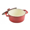 Cratita din Fonta Emailata cu Capac, 24 cm, 4 l, Rosu, Perfect Home