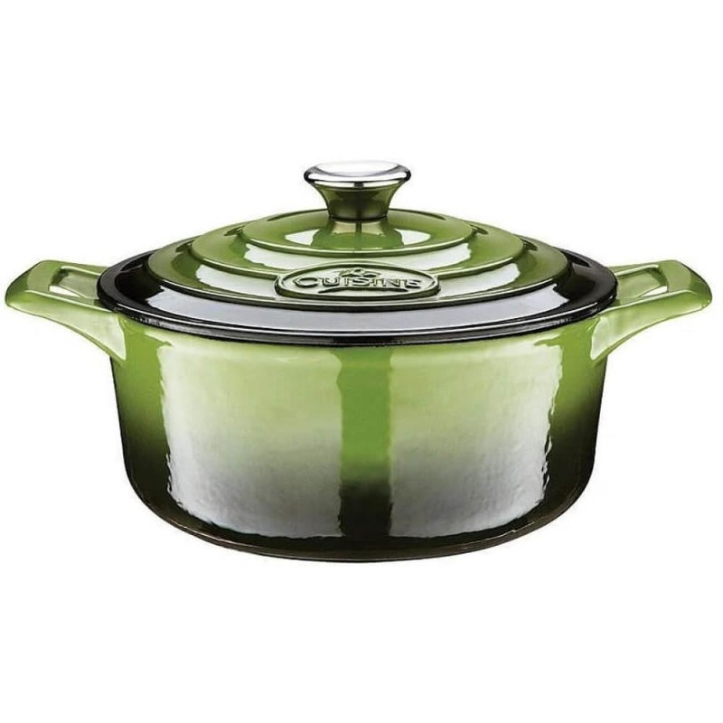 Cratita din Fonta Emailata cu Capac, 26 cm, Verde, La Cuisine