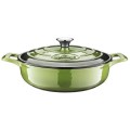 Cratita din Fonta Emailata cu Capac, 28 cm, 3.5 l, Verde, La Cuisine