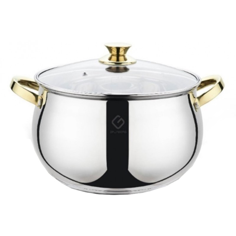 Cratita din Inox 22 cm, Grunberg, cu Capac, 5.1 l