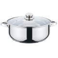 Cratita din Inox, 5.5 litri, 28 cm Diametru, Compatibila cu Plita cu Inductie, cu Capac din Sticla, Grunberg GR3119