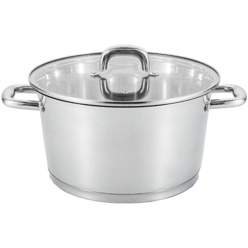 Cratita din Inox, Capac din Sticla, 24 cm, 5.40 l, Argintie, Grunberg