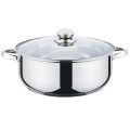 Cratita din Inox, Compatibila cu Plita cu Inductie, cu Capac din Sticla, 26 cm, 5 l, Grunberg GR3118