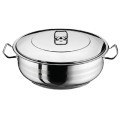 Cratita din Inox cu Capac, 16.5 l, Diametru 38 cm, Argintie, Perfect Home