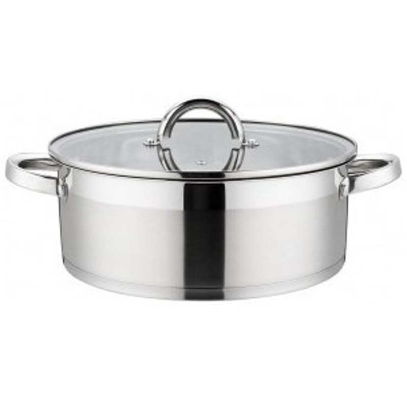 Cratita din Inox, cu Capac din Sticla, 26 cm, 7.40 l, Argintie, Grunberg