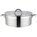 Cratita din Inox, cu Capac din Sticla, 26 cm, 7.40 l, Argintie, Grunberg