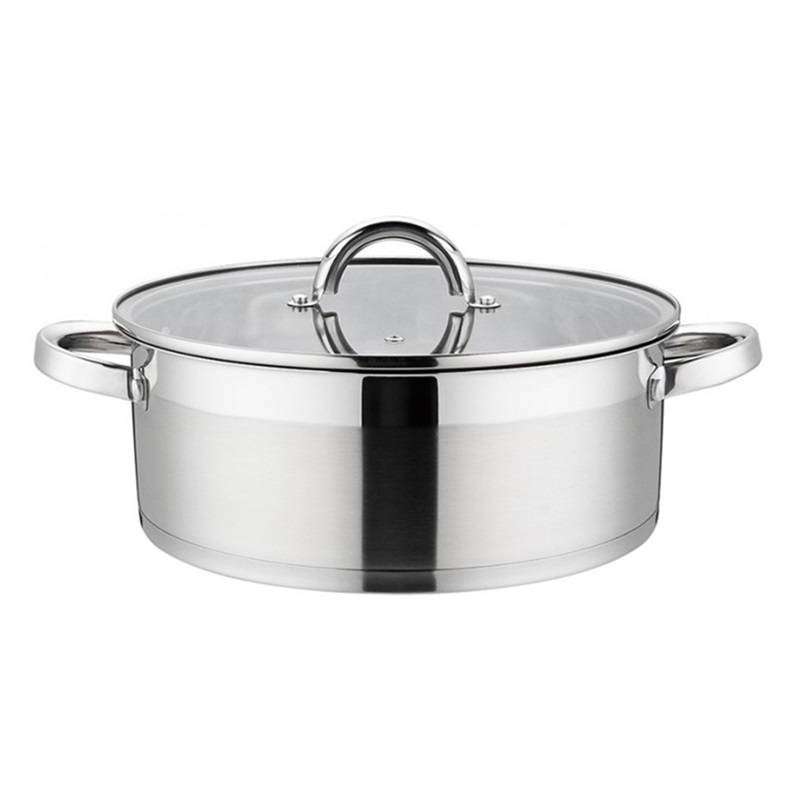 Cratita din Inox cu Capac din Sticla, Compatibila cu Plita cu Inductie, 22 cm, 4.5 l, Grunberg