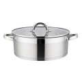 Cratita din Inox cu Capac din Sticla, Compatibila cu Plita cu Inductie, 22 cm, 4.5 l, Grunberg