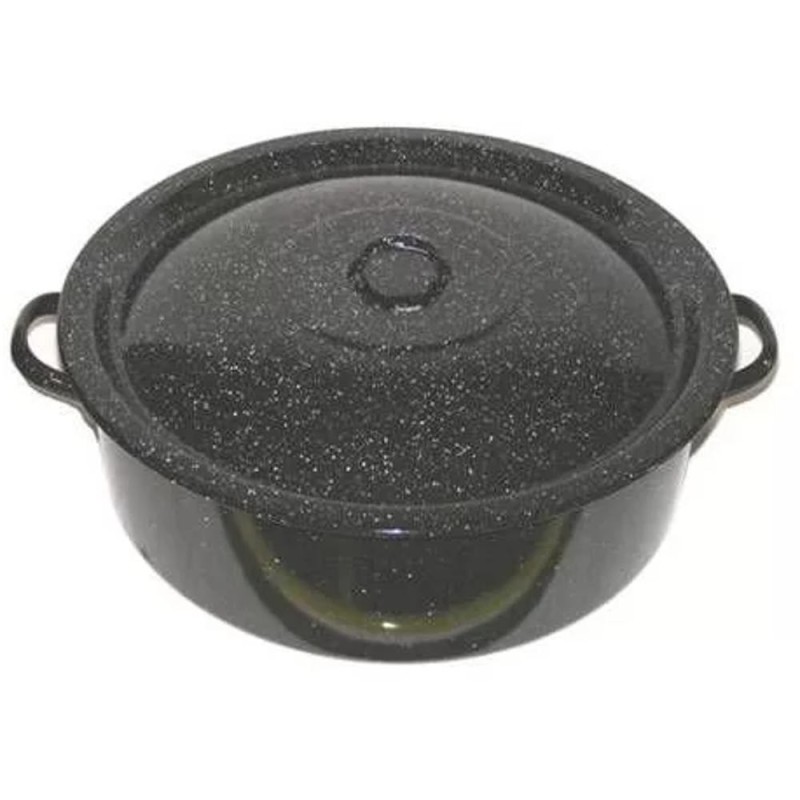 Cratita Emailata cu Capac, 15 l, Diametru 40 cm, Neagra, Emailul Medias