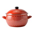 Cratita Emailata cu Capac, 22 x 15 cm, 4 l, Rosie, Perfect Home