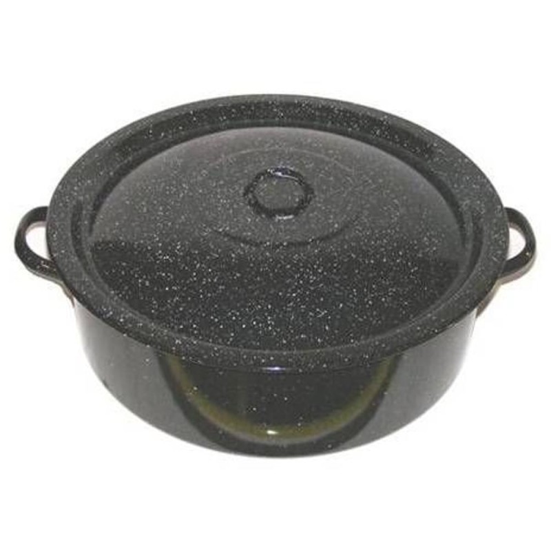 Cratita Emailata cu Capac, 30 l, Neagra, Emailul Medias