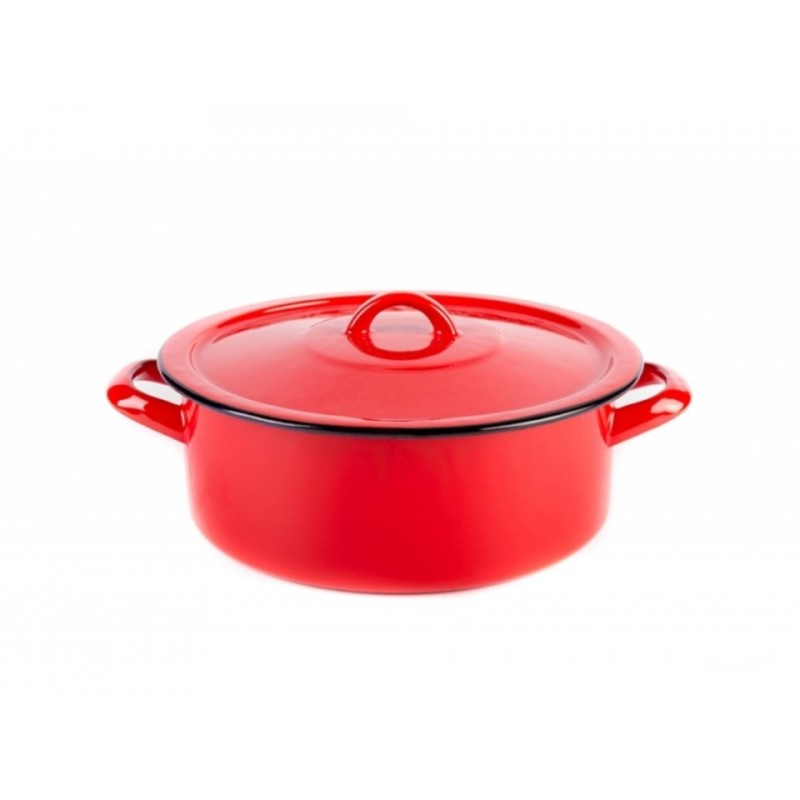 Cratita Emailata cu Capac, 8 l, Rosie, Emailul Medias