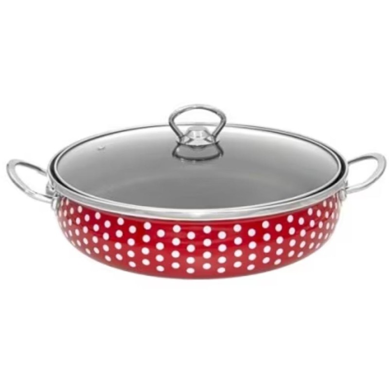 Cratita Emailata cu Capac, Buline, 28 cm, 2.4 l, Perfect Home