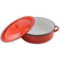 Cratita Emailata cu Capac, Diametru 34 cm, Capacitate 10 l, Rosie, Emailul Medias