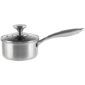 Cratita Inox cu Capac Sticla, 14 cm, 0.95 l, Invelis Antiaderent, Compatibila Inductie, Grunberg