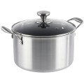 Cratita Inox cu Capac Sticla, 22 cm, 4.10 l, Invelis Antiaderent, Compatibila Inductie, Grunberg