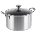 Cratita Inox cu Capac Sticla, 26 cm, 7.20 l, Invelis Antiaderent, Compatibila Inductie, Grunberg