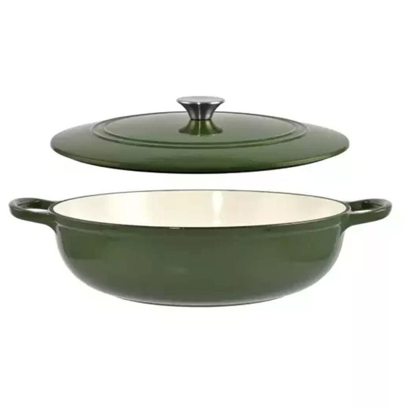 Cratita Joasa din Fonta Emailata cu Capac, 5 cm, 6 l, Perfect Home