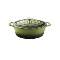 Cratita Ovala din Fonta Emailata cu Capac, 29 cm, 4.5 l, Verde, La Cuisine