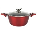 Cratita Pereti Grosi Aluminiu Antiaderent, Inductie, Capac Sticla, Perfect Home, Red Line, 22 cm, 2.6 l