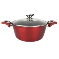 Cratita Pereti Grosi Aluminiu Antiaderent, Inductie, Capac Sticla, Perfect Home, Red Line, 30 cm, 7.2 l