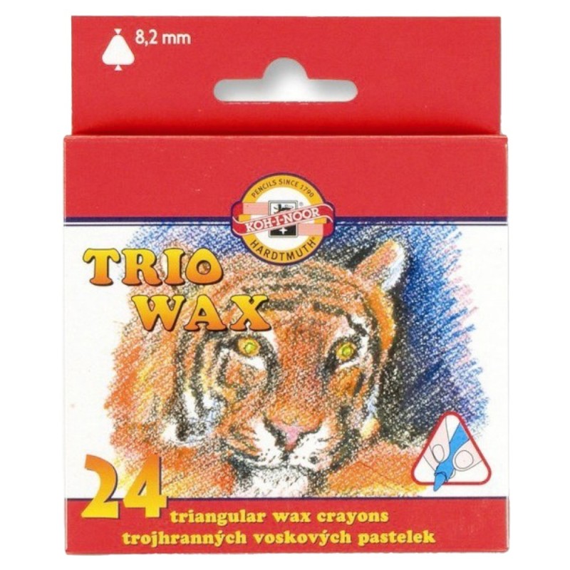 Creioane Cerate Triunghiulare, 8.2 x 10 x 80 mm, 24 Culori, Koh-I-Noor Trio Wax