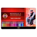 Creioane Colorate Aquarell Mondeluz, Koh-I-Noor, Cutie Metalica, 36 Culori