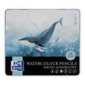 Creioane Colorate Oxford Watercolour, 24 Culori, in Cutie Metal, Colectia Artistic