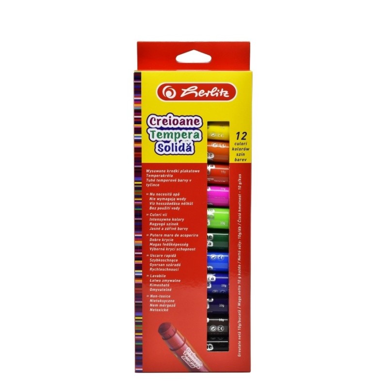 Creioane Tempera Solida, 10 g, 12 Bucati
