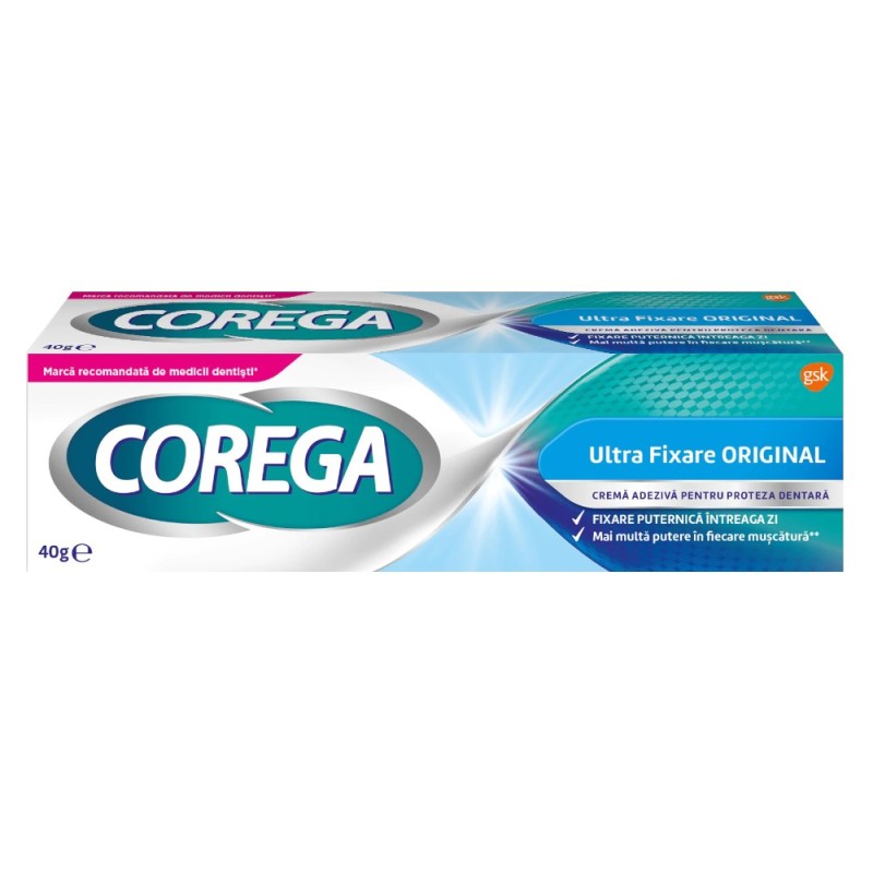 Crema Adeziva pentru Proteza Dentara Corega Ultra Fixare Original, 40 g