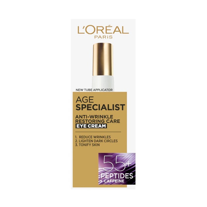 Crema Antirid de Ochi L'Oreal Paris Age Specialist 55+, cu Efect Restaurator, 15 ml