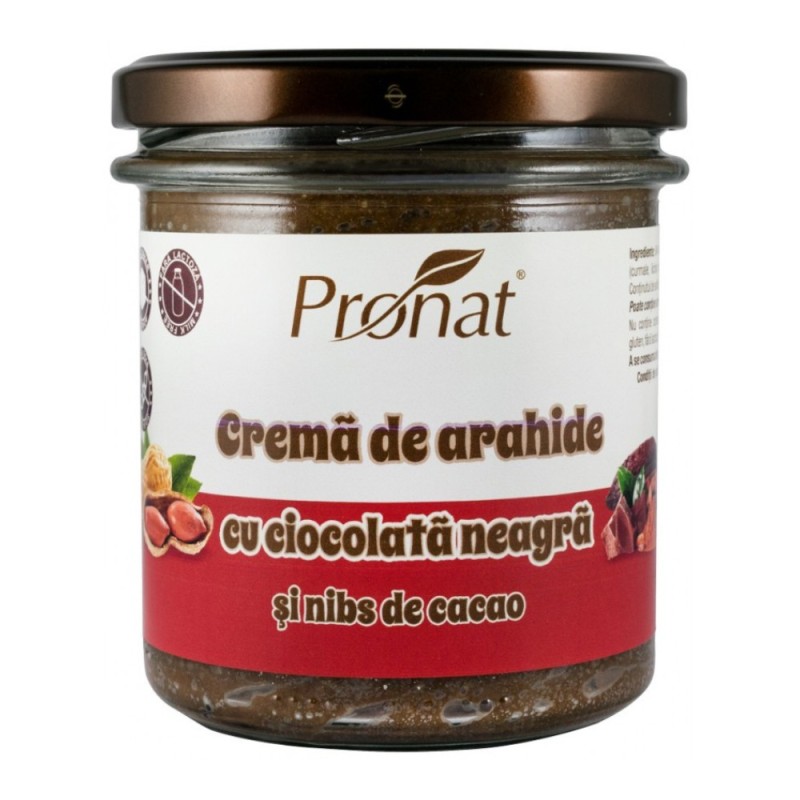Crema de Arahide cu Ciocolata Neagra si Nibs de Cacao, 300 g