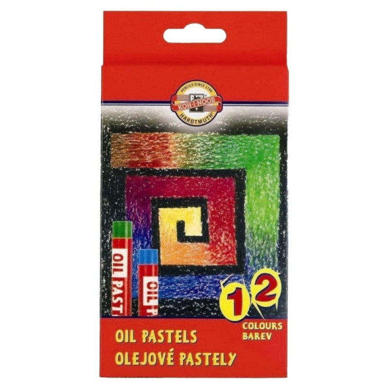 Creta Rotunda Uleioasa, 9 x 60 mm, 12 Culori, Koh-I-Noor