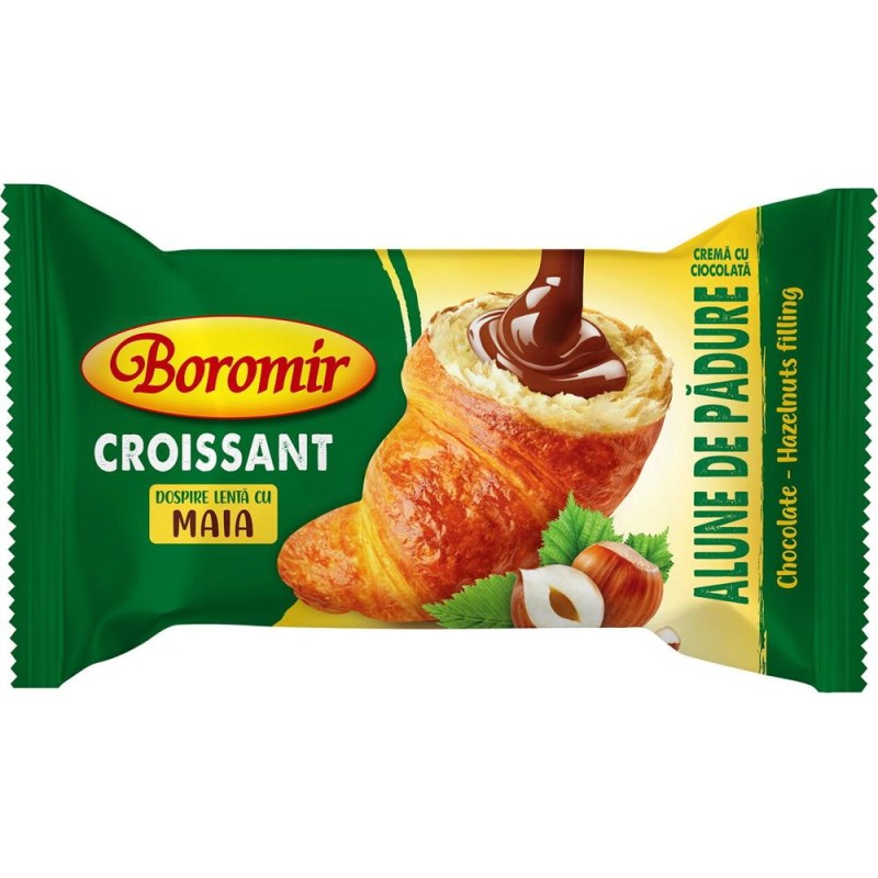 Croissant cu Crema de Ciocolata si Alune de Padure Boromir, 60 g