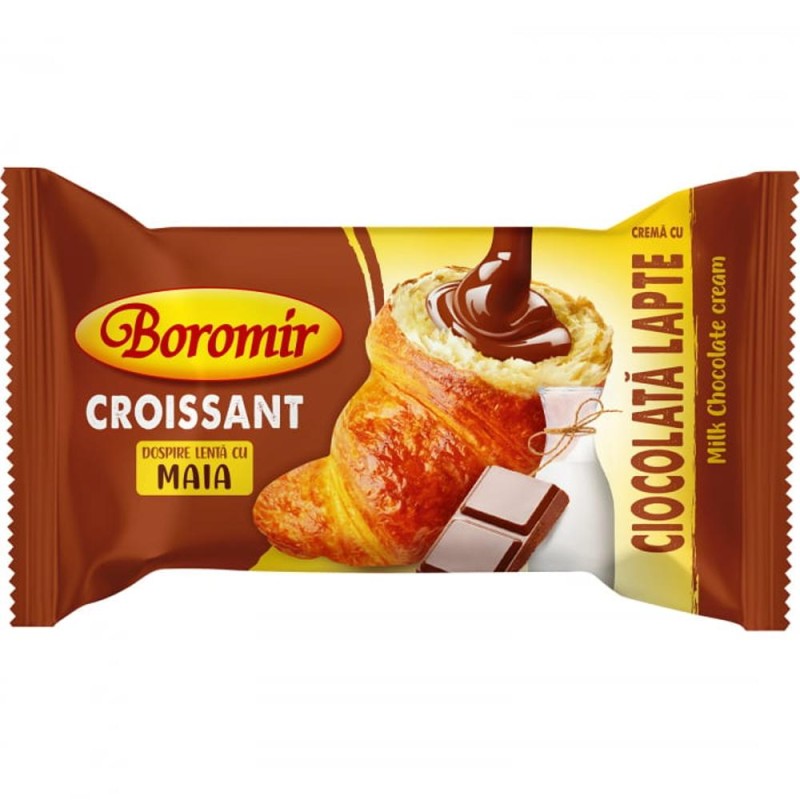 Croissant cu Crema de Ciocolata si Lapte Boromir, 60 g