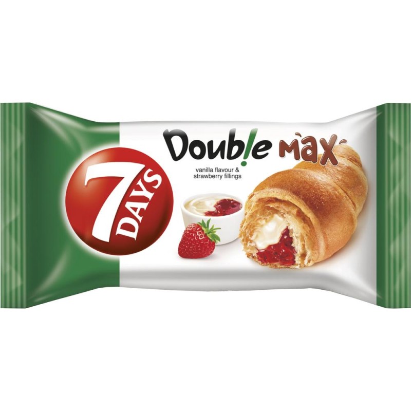 Croissant cu Vanilie si Capsuni 7Days Double Max, 80 g