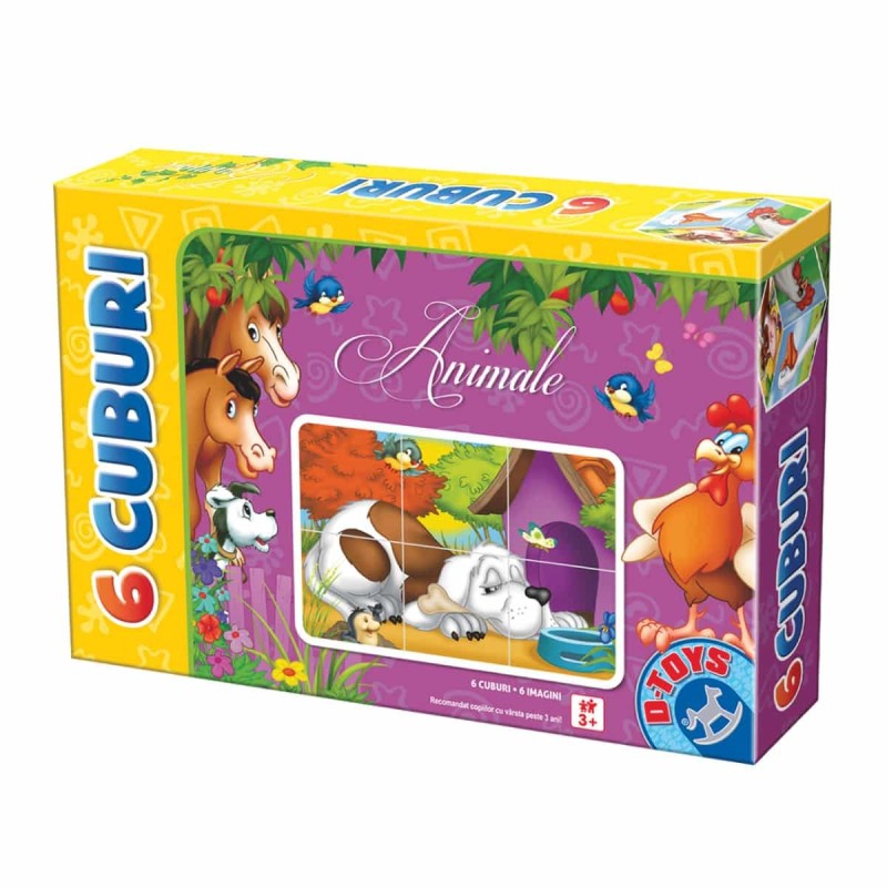 Cuburi 6 Piese D-Toys, Animale