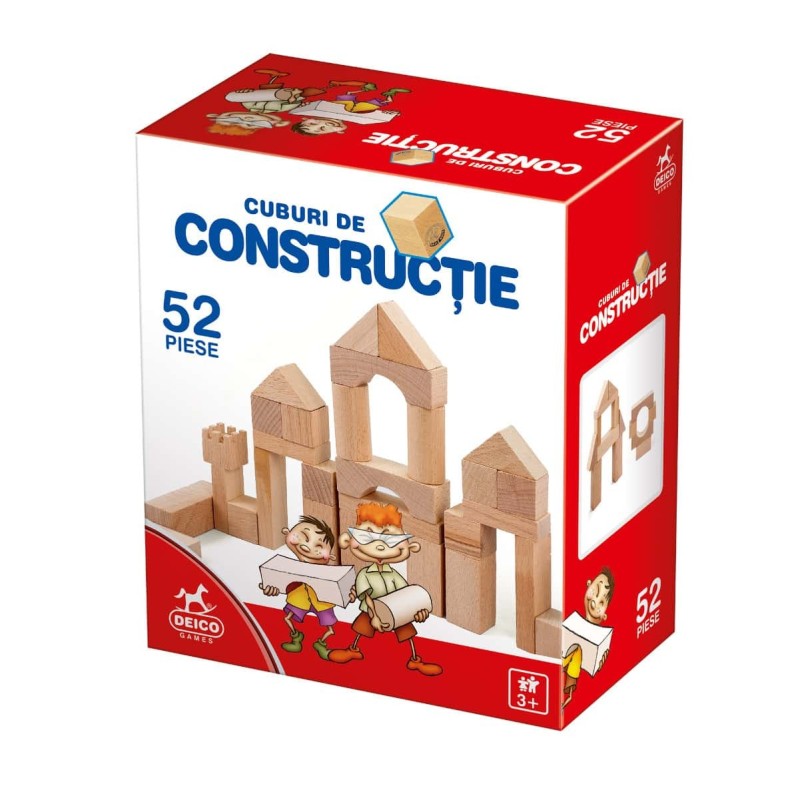 Cuburi de Constructie din Lemn, Deico 52 Piese