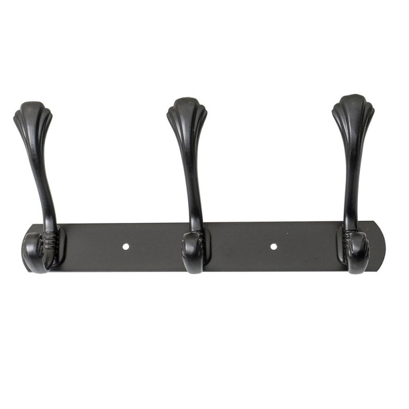 Cuier cu 3 Agatatori, Metal, Lungime 24.5 cm, Negru