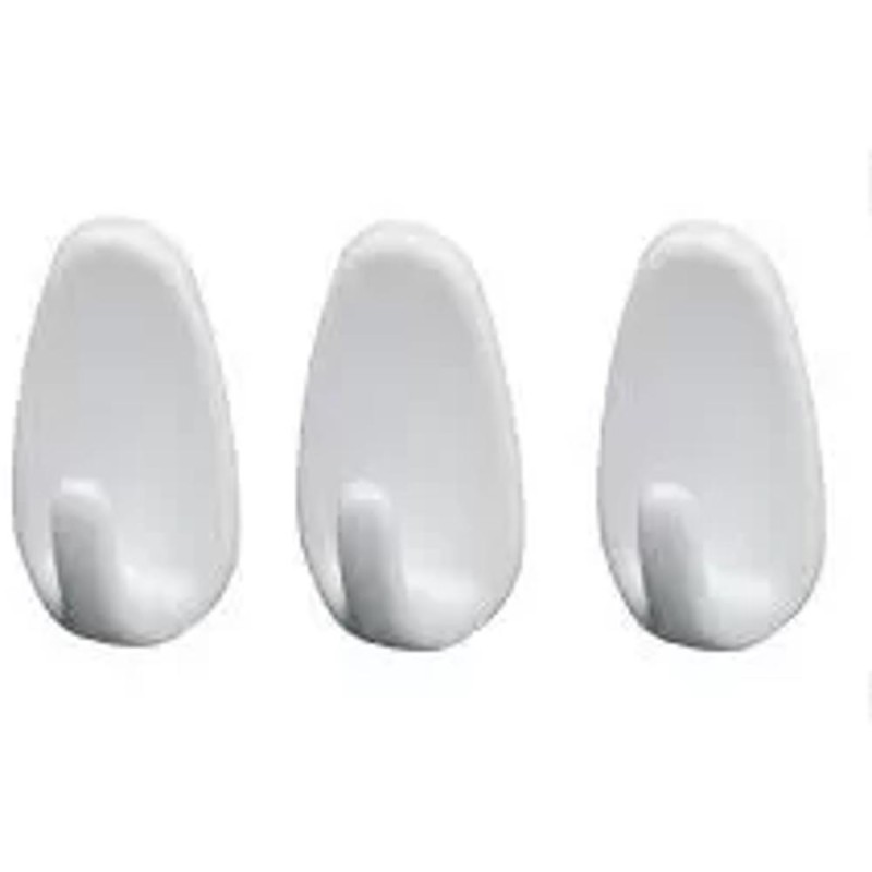 Cuiere Autoadezive din Plastic, Alb, 3 Bucati, Perfect Home